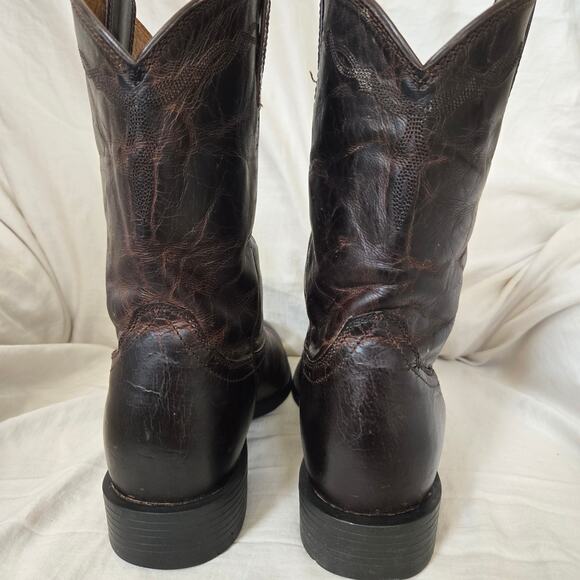 Ariat Men\'s Size 9D Brown Leather Heritage Distressed Roper Boots Style 10008814 main image 9